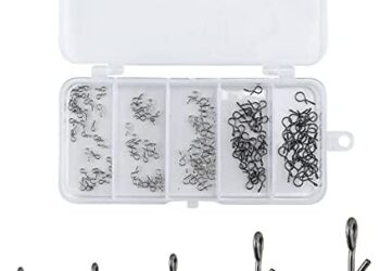 Alwonder 150PCS/Box Stainless Steel Fly Fishing Snap – 3 Sizes S/M/L – Quick Change Snaps Secure & Easy Hook Snaps Clips for Fly, Lures, Jigs