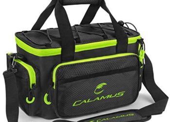 Calamus Fishing Tackle Bags – Fishing Bags for Saltwater or Freshwater Fishing – Rip-Stop PE – Padded Shoulder Strap – Pliers Storage