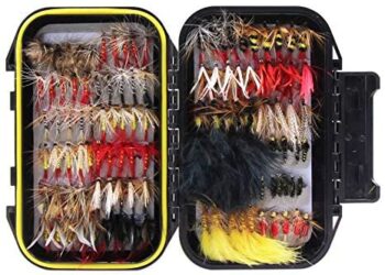 Croch 60pcs / 120pcs Fly Fishing Dry Flies Wet Flies Assortment Kit with Waterproof Fly Box for Trout Fishing