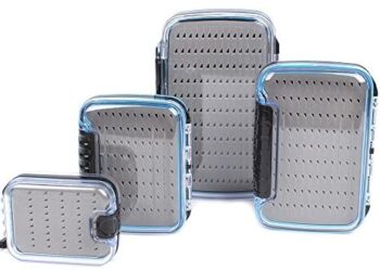 Dr.Fish Fly Fishing Box Flies Case Waterproof Double Sided Transparent Lid Lightweight Deep Slot Easy Grip Slit Foam/Silicone Grip