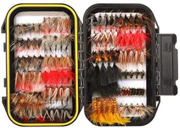 FISHINGSIR Fly Fishing Flies Kit – 64/100/110/120pcs Handmade Fly Fishing Lures – Dry/Wet Flies,Streamer, Nymph, Emerger with Waterproof Fly Box