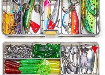 Fishing Lures, Dr.meter 136pcs Freshwater Saltwater Fishing Lure Set Including Spinnerbaits Crankbaits Plastic Worms Frogs Jigs Topwater Lures Hooks-Tackle Box and More Fishing Gear Lures Kit