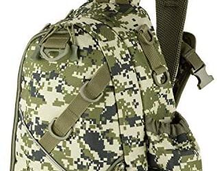 Ghosthorn Fishing Tackle Backpack Sling Bag with Rod Holder Tackle Box Backpack Fly Fishing Sling Pack Outdoor Shoulder Storage Fishing Gear Bag for Saltwater and Freshwater