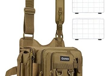 Gonex Fishing Tackle Bag, 1000D Water-Resistant Polyester Material Fishing Bag with 2pcs 3600 Tackle Boxes for Fishing Gear and Equipment