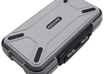 KEESHINE Mini Fishing Lure Box, Small Floating Storage Box, Double-Sided Fly Fishing Box with Adjustable Dividers Storage Jewelry Organizer Making Kit Container for Lure Hook Beads Earring Tool（Grey）