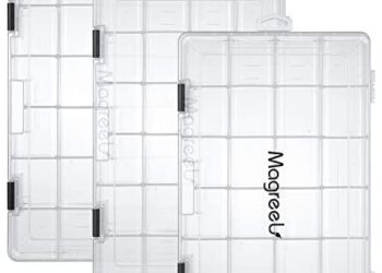 Magreel Fishing Tackle Boxes, Transparent Fish Tackle Storage with Adjustable Dividers, Plastic Box Organizer 3600/3700 Tackle Trays, 3 Packs / 4 Packs