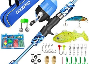 ODDSPRO Kids Fishing Pole, Portable Telescopic Fishing Rod and Reel Combo Kit – with Spincast Fishing Reel Tackle Box for Boys, Girls, Youth