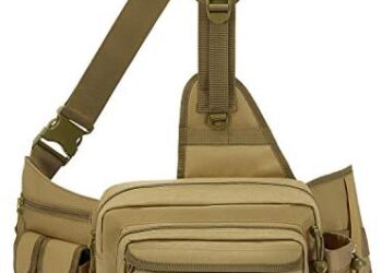 Piscifun Sling Fishing Tackle Bag, Outdoor Fishing Storage Pack, Water-Resistant Fishing Bag Cross Body Sling Bag(Black, Khaki, Camouflage)