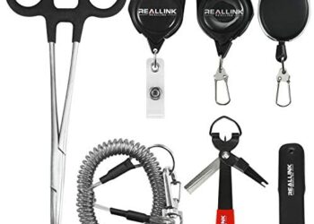 REALLINK REALLINK Fly Fishing Tools Kit and Accessories Combo Kits, Fishing Quick Nail Knot Tying Tool, Hook Remover Forceps and Pliers, Stainless Steel Salmon and Trout Fishing Gear Tool Assortment