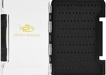 SF Slim Fishing Box Thin Trout Flies Plastic Clear Lid Easy Slit Black Waterproof Fishing Box