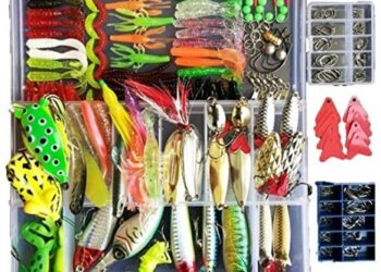 Topconcpt 275pcs Freshwater Fishing Lures Kit Fishing Tackle Box with Tackle Included Frog Lures Fishing Spoons Saltwater Pencil Bait Grasshopper Lures for Bass Trout Bass Salmon