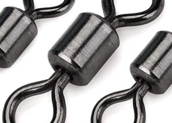 VeaYook Barrel Swivels Fishing, Stainless Steel Black Nickel Strong Strength Terminal Connectors Trout Fly Fishing Gear Catfishing Tackle Accessories for Fishing Line Hooks 50 Pcs Test 70-220 Pound