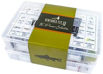 Ventures Fly Co. | 122 Premium Hand Tied Fly Fishing Flies Assortment | Two Fly Boxes Included | Dry, Wet, Nymphs, Streamers, Wooly Buggers, Terrestrials | Trout, Bass Lure Set, Kit