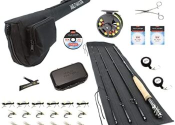 Wild Water Fly Fishing 9 Foot, 4-Piece, 5/6 Weight Fly Rod Deluxe Complete Fly Fishing Rod and Reel Combo Starter Package