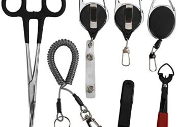 XMSound 7 Pack Fly Fishing Tools Kit & Accessories for Anglers Vest Backpack Assortment, Fishing Quick Nail Knot Tying Tool, Hook Remover Forceps & Pliers, Stainless Salmon & Trout Fishing Gear Tool