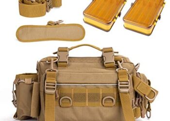 YLINSHA Fishing Tackle Bag, with Two Doublesided Tackle Box，Portable Tactical Fishing Pocket,with Tackle Boxes Bishing Bags, A Reasonable Size Layout, for Outdoor Brackish Freshwater Fly Fishing