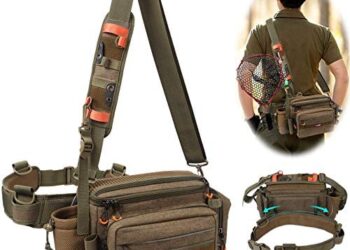 YVLEEN Sling Fishing Tackle Bag – Outdoor Fishing Tackle Storage Pack – 2021 Newest Design Water-Resistant Fishing Waist Bag Cross Boday Fly Fishing Sling Pack
