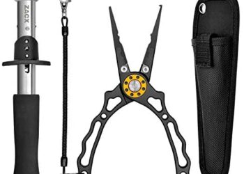 ZACX Fishing Pliers, Fish Lip Gripper Upgraded Muti-Function Fishing Pliers Hook Remover Split Ring,Fly Fishing Tools Set,Ice Fishing,Fishing Gear,Fishing Gifts for Men (Package B)