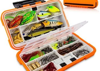 catchmeister Fishing Lures Baits Tackle Box and Lure Kit Piece Saltwater & Freshwater Fishing Rig Including Crankbaits, Plastic Worms, Jig Hooks, Topwater Lures (Ultimate 117 Pcs)