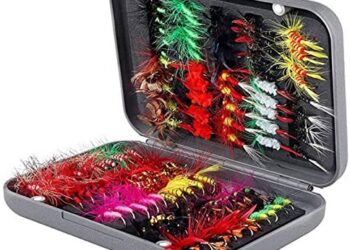 mouhike Fly Fishing Lure Kit – 100pcs Handmade Wet Dry Baits Streamer Nymph Emerger Fly Lures Hook for Bass Trouts Salmon Fly Fishing with Free Tackle Box