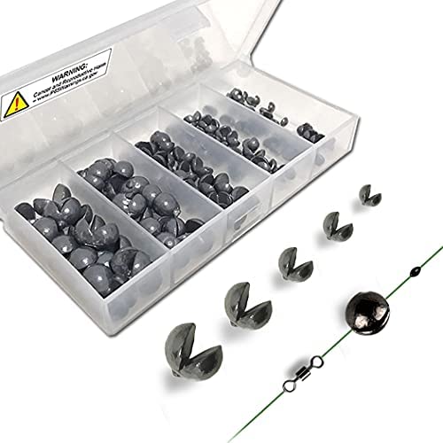 DongciTACi Lead Split Shot Fishing Weights Sinkers Round Removable Assorted Black Sinkers