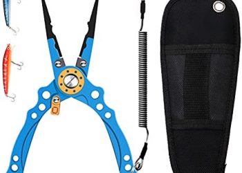 Fishing Pliers Aluminum Handle,Muti-Function Fishing Hook Remover Tool Saltwater Resistant Gear Accessories Line Cutters with Sheath and Lanyard 2 PCS Lures Fishing Gifts for Men