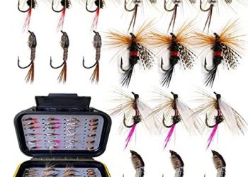 Fly Fishing Flies Kit, 50/114Pcs Handmade Fly Fishing Gear with Dry/Wet Flies, Streamers, Fly Assortment Trout Bass Fishing with Fly Box