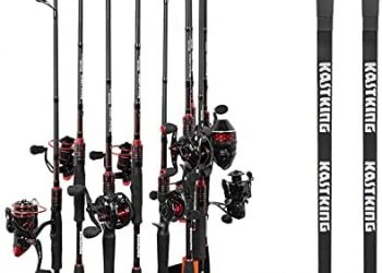 KastKing V10 Rod Rack with Line Spooling Station, Wall Mounted Fishing Rod/Combo Rack, Holds 10 Combos, Fishing Line Spooling Tool for Spinning and Casting Reels(2pcs Line Boss Included)