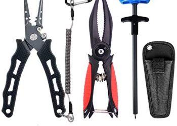 ZHENDUO OUTDOOR Fishing Pliers Set- Fishing Pliers with Sheath and Lanyards for Braid Line Cutter, Fish Hook Remover and Fish Gripper Fishing Tools Set for Freshwater Saltwater Fishing