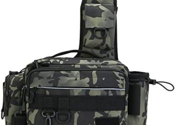 Sling Fishing Tackle Bag for Men Women Single Shoulder Crossbody Pouch Waist Pack Fish Lures Gear Utility Storage Fishing Bag (Camouflage)