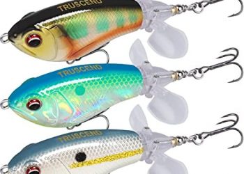 TRUSCEND Topwater Fishing Lures with BKK Hooks, Plopper Fishing Lure for Bass Catfish Pike, Floating Bass Lures with Fishing Propeller Tail Teasers, Top Water Pencil Plopper for Freshwater Saltwater