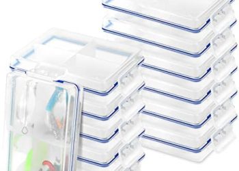 12 Pcs Mini Fishing Tackle Box Waterproof Small Tackle Box Organizer Small Fly Fishing Box Small Fishing Tackle Box Organizer with Dividers for Hook Flies Beads Crappie Lures 4In×2.5In×1In