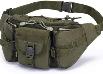 FREGITO Fishing Tackle Storage Bag, Portable Fishing Tackle Storage Bag, Water-Resistant Outdoor Storage for Outdoor Running, Camping, Hiking, Fly Fishing（Green waistpack）